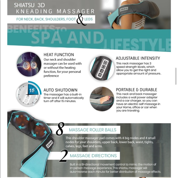 InvoSpa multipurpose kneading massager NIB - Picture 4 of 10